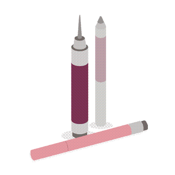 Etiquetes d’embalatge de llapis i llapis cosmètics